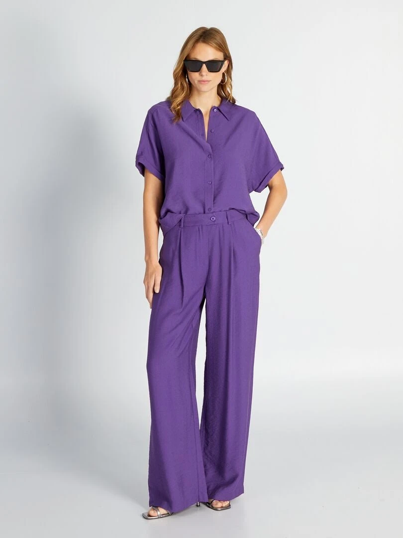 Blusa Vaporosa De Manga Corta - PURPURA 8 Blusa Vaporosa De Manga Corta - PURPURA - Imagen 6