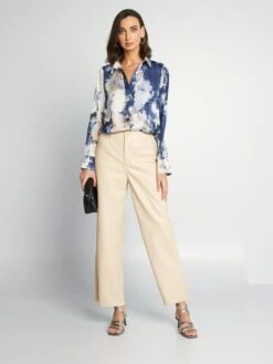 Blusa Vaporosa De Manga Larga - Azul