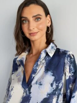 Blusa Vaporosa De Manga Larga - Azul -TrendyModa Ventas blusa vaporosa de manga larga azul azz55 1 frb3