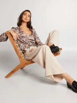 Blusa Vaporosa De Manga Larga - Azul/beige -TrendyModa Ventas blusa vaporosa de manga larga azulbeige bau77 1 frb2