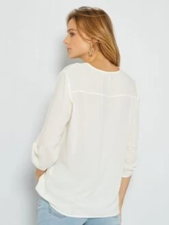 Blusa Vaporosa De Manga Larga 'JDY' - Blanco -TrendyModa Ventas blusa vaporosa de manga larga jdy blanco amw55 3 frb4