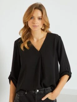 Blusa Vaporosa De Manga Larga 'JDY' - Negro