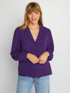 Blusa Vaporosa De Manga Larga - Púrpura -TrendyModa Ventas blusa vaporosa de manga larga purpura ahz88 1 frb3