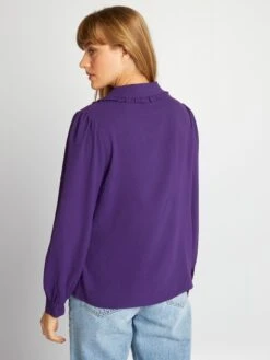 Blusa Vaporosa De Manga Larga - Púrpura -TrendyModa Ventas blusa vaporosa de manga larga purpura ahz88 1 frb4