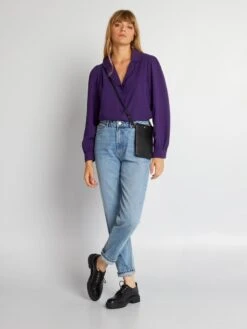 Blusa Vaporosa De Manga Larga - Púrpura -TrendyModa Ventas blusa vaporosa de manga larga purpura ahz88 1 frb5