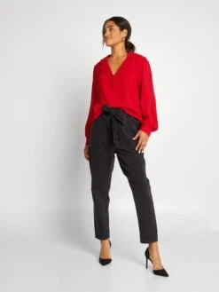 Blusa Vaporosa De Manga Larga - Rojo -TrendyModa Ventas blusa vaporosa de manga larga rojo ahz88 3 frb2