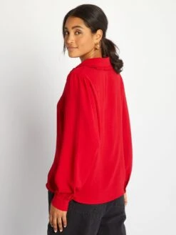 Blusa Vaporosa De Manga Larga - Rojo -TrendyModa Ventas blusa vaporosa de manga larga rojo ahz88 3 frb3