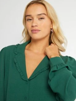 Blusa Vaporosa De Manga Larga - Verde -TrendyModa Ventas blusa vaporosa de manga larga verde ahz88 4 frb2
