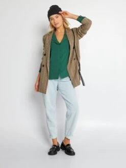 Blusa Vaporosa De Manga Larga - Verde -TrendyModa Ventas blusa vaporosa de manga larga verde ahz88 4 frb4