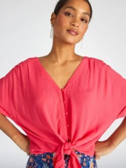 Blusa Vaporosa De Punto De Crepé - Rosa