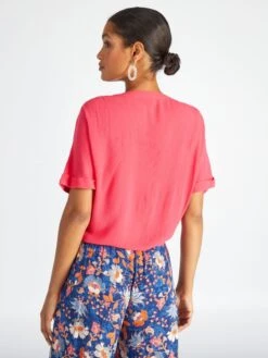 Blusa Vaporosa De Punto De Crepé - Rosa -TrendyModa Ventas blusa vaporosa de punto de crepe rosa acw50 4 frb3