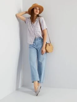 Blusa Vaporosa 'rayas' - 1 Bolsillo - PURPURA