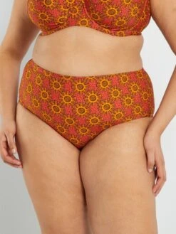 Braguita De Bikini De Talle Alto Con Estampado Wax - ROJO
