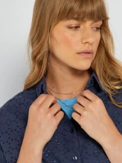 Camisa Con Bordado - Azul Oscuro -TrendyModa Ventas camisa con bordado azul oscuro acw56 6 frb2