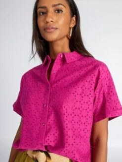 Camisa Con Bordado - ROSA CALIENTE