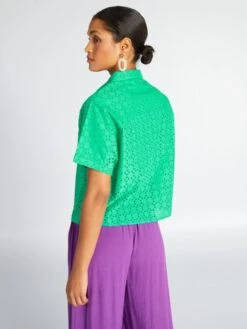 Camisa Con Bordado - Verde -TrendyModa Ventas camisa con bordado verde acw56 4 frb3