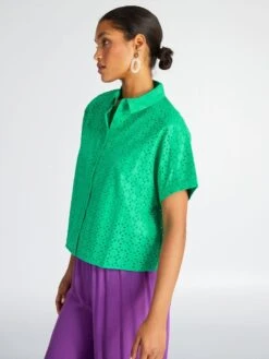 Camisa Con Bordado - Verde -TrendyModa Ventas camisa con bordado verde acw56 4 frb4