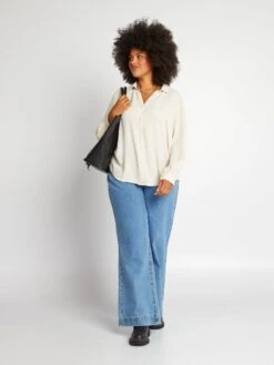 Camisa Con Escote De Pico 'Only Carmakoma' - Beige -TrendyModa Ventas camisa con escote de pico only carmakoma beige amw84 1 frb4