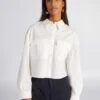 Camisa Cropped De Popelina - Blanco -TrendyModa Ventas camisa cropped de popelina blanco axn32 1 frb1