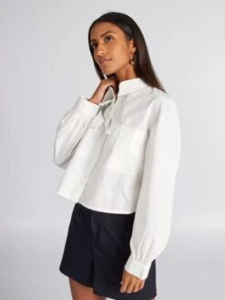 Camisa Cropped De Popelina - Blanco -TrendyModa Ventas camisa cropped de popelina blanco axn32 1 frb4