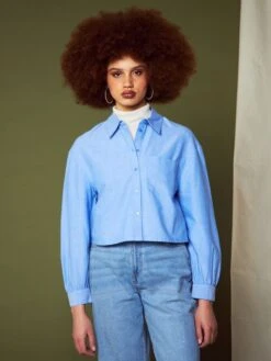 Camisa Cropped Oxford - AZULOXFORD -TrendyModa Ventas camisa cropped oxford azuloxford axn35 1 frb5