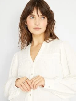 Camisa De Algodón - Blanco -TrendyModa Ventas camisa de algodon blanco zj234 1 frb3