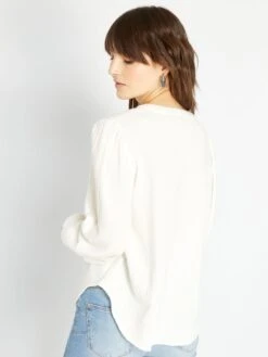 Camisa De Algodón - Blanco -TrendyModa Ventas camisa de algodon blanco zj234 1 frb4