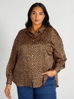 Camisa De Efecto Satinado Cuello Italiano - BEIGE -TrendyModa Ventas camisa de efecto satinado cuello italiano beige aiu10 4 frb3