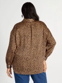 Camisa De Efecto Satinado Cuello Italiano - BEIGE -TrendyModa Ventas camisa de efecto satinado cuello italiano beige aiu10 4 frb4