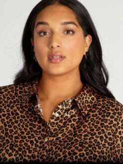 Camisa De Efecto Satinado Cuello Italiano - BEIGE -TrendyModa Ventas camisa de efecto satinado cuello italiano beige aiu10 4 frb5