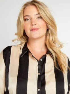 Camisa De Efecto Satinado Cuello Italiano - NEGRO -TrendyModa Ventas camisa de efecto satinado cuello italiano negro aiu10 2 frb5