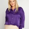 Camisa De Efecto Satinado Cuello Italiano - PURPURA -TrendyModa Ventas camisa de efecto satinado cuello italiano purpura aiu10 1 frb1