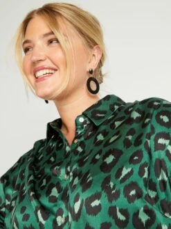 Camisa De Efecto Satinado Cuello Italiano - VERDE -TrendyModa Ventas camisa de efecto satinado cuello italiano verde aiu10 5 frb3