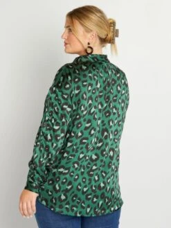 Camisa De Efecto Satinado Cuello Italiano - VERDE -TrendyModa Ventas camisa de efecto satinado cuello italiano verde aiu10 5 frb4