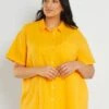 Camisa De Gasa De Algodón - AMARILLO -TrendyModa Ventas camisa de gasa de algodon amarillo zr443 1 frb1