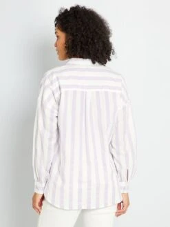 Camisa De Popelina A Rayas - PURPURA -TrendyModa Ventas camisa de popelina a rayas purpura aaa83 1 frb4