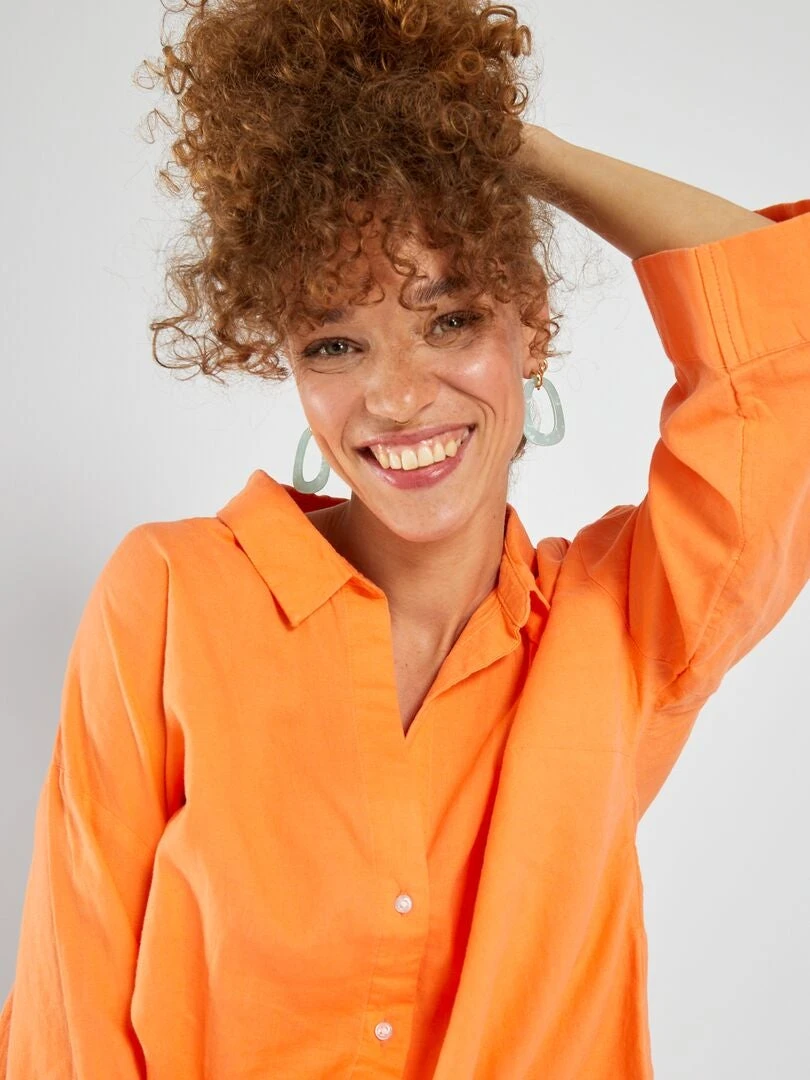 Camisa De Popelina - NARANJA 6 Camisa De Popelina - NARANJA - Imagen 4