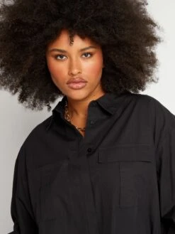 Camisa De Popelina - Negro