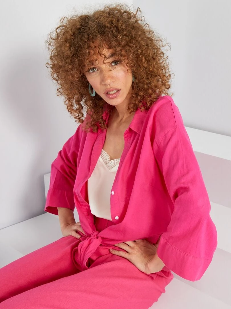 Camisa De Popelina - Rosa Intenso 4 Camisa De Popelina - Rosa Intenso - Imagen 2