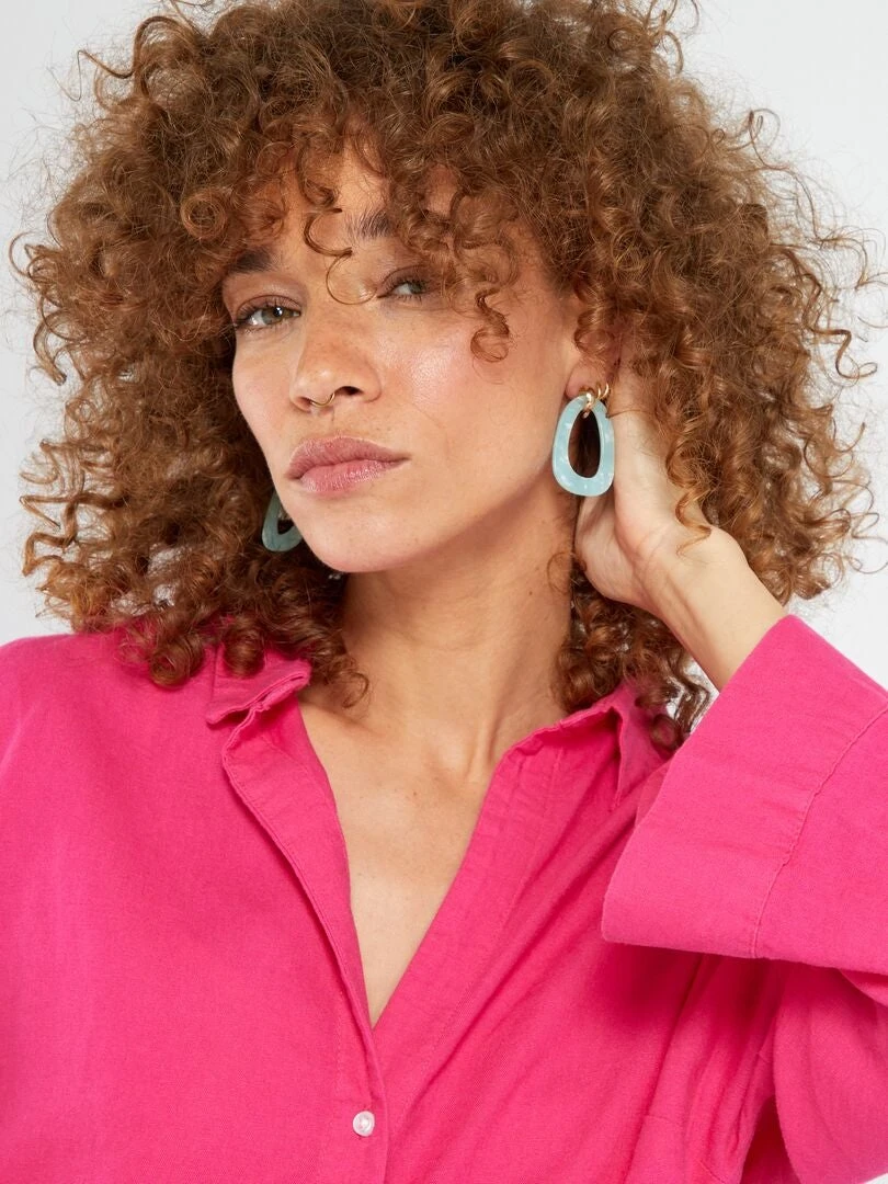 Camisa De Popelina - Rosa Intenso 7 Camisa De Popelina - Rosa Intenso - Imagen 5