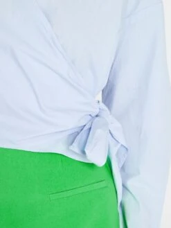 Camisa De Popelina Y Lazo Anudado Por Delante - Azul -TrendyModa Ventas camisa de popelina y lazo anudado por delante azul axn33 2 frb4