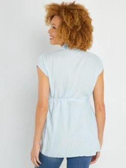 Camisa De Tejido Vaporoso - AZUL 9 Camisa De Tejido Vaporoso - AZUL -TrendyModa Ventas camisa de tejido vaporoso azul zn975 2 frb4