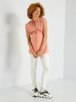 Camisa De Tejido Vaporoso - NARANJA -TrendyModa Ventas camisa de tejido vaporoso naranja zn975 1 frb2