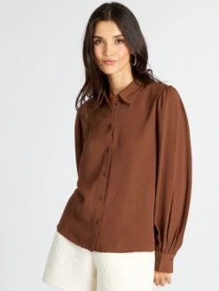 Camisa Gruesa 'JDY' - Castaño -TrendyModa Ventas camisa gruesa jdy castano amw32 2 frb4