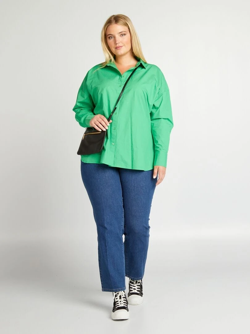 Camisa Larga Con Cuello Italiano - KELLY VERDE 4 Camisa Larga Con Cuello Italiano - KELLY VERDE - Imagen 2