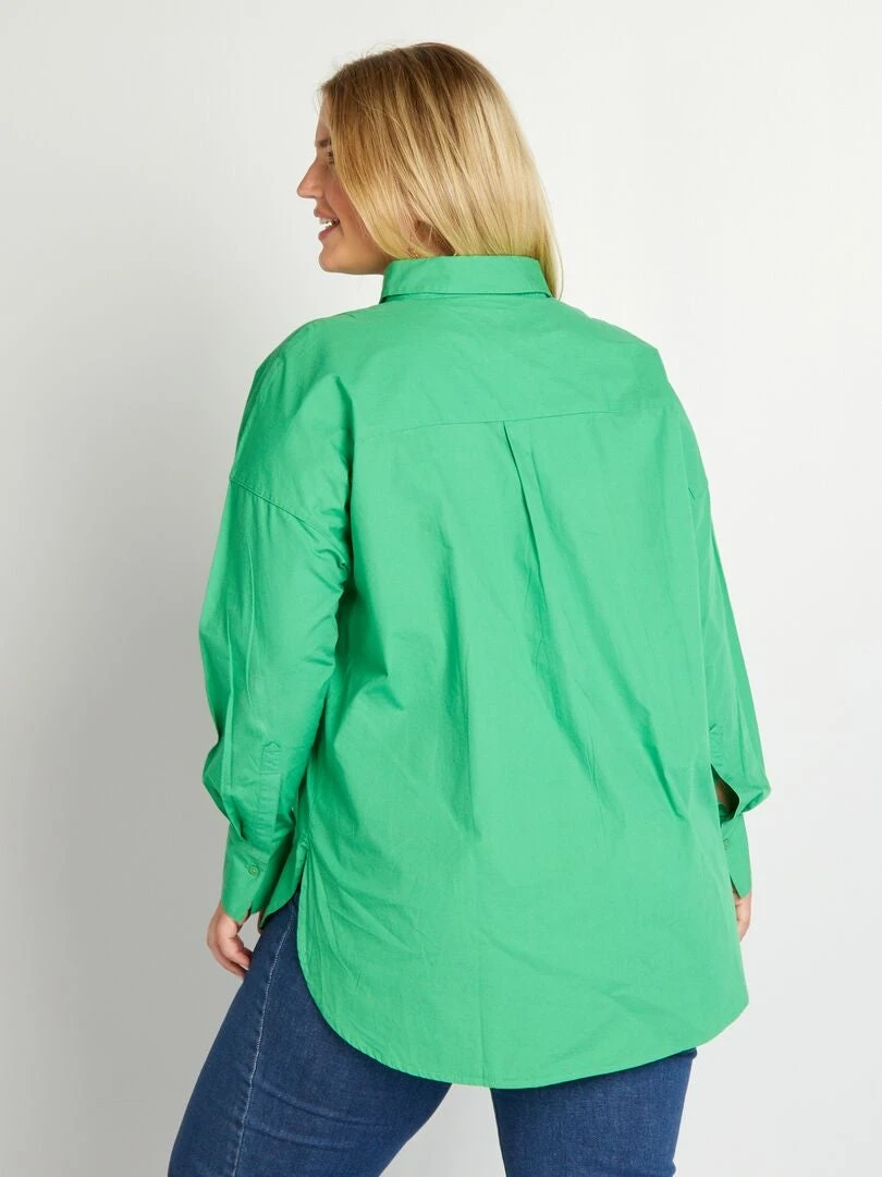 Camisa Larga Con Cuello Italiano - KELLY VERDE 7 Camisa Larga Con Cuello Italiano - KELLY VERDE - Imagen 5