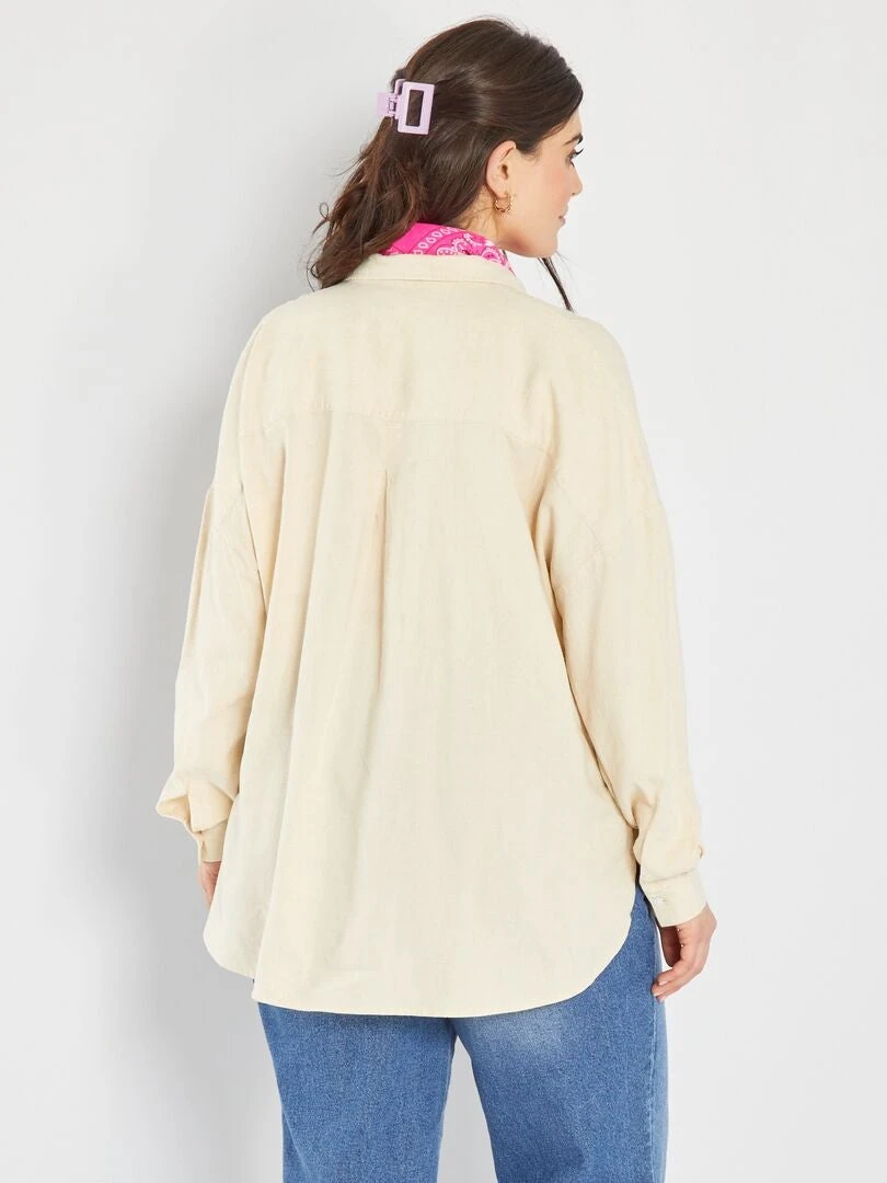 Camisa Larga De Lino - Beige 5 Camisa Larga De Lino - Beige - Imagen 3