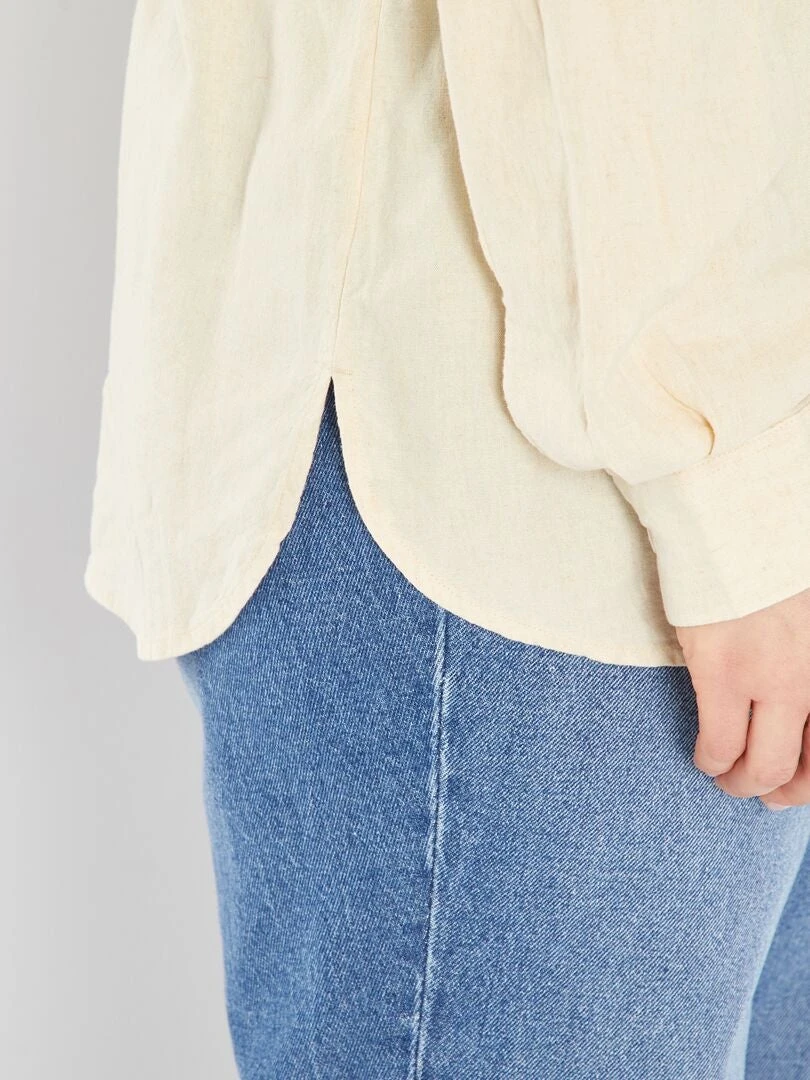 Camisa Larga De Lino - Beige 6 Camisa Larga De Lino - Beige - Imagen 4