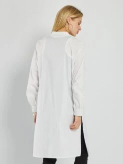 Camisa Larga De Popelina - BLANCO -TrendyModa Ventas camisa larga de popelina blanco aju58 1 frb4