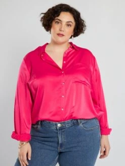 Camisa Larga Satinada - ROSA